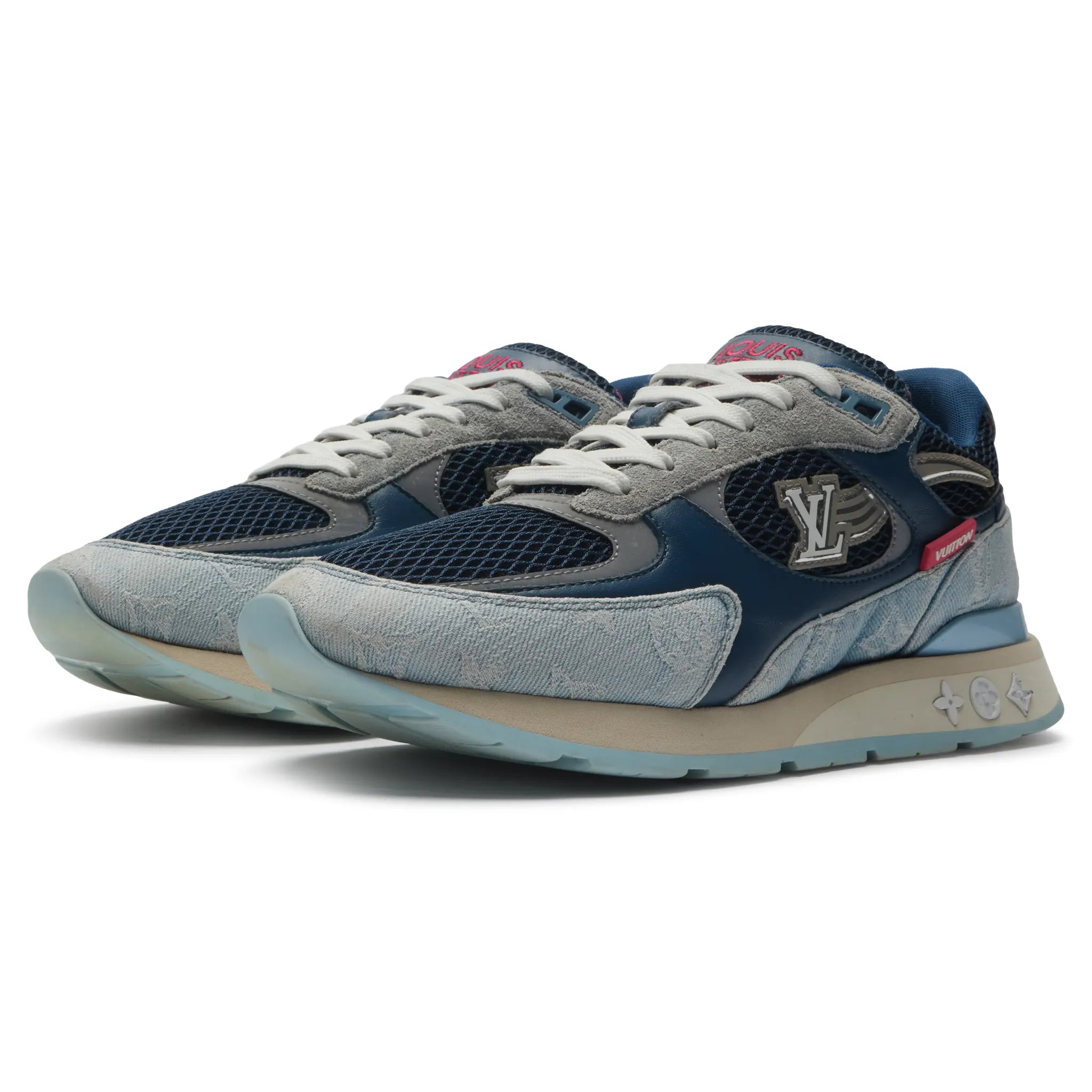 Front Side View of Preloved - Louis Vuitton LV Run Away Blue Sneaker 1abfci